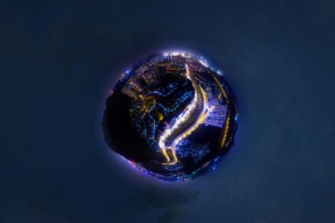 贵州省贵阳市南明区红岩桥航拍VR全景图（夜景）