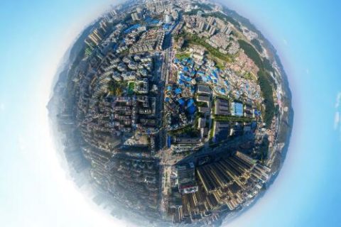 贵州省贵阳市长江路与珠江路交叉口航拍VR全景图